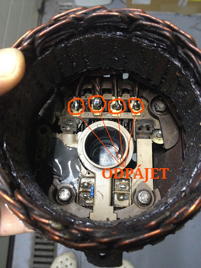 stator po vyndání rotoru